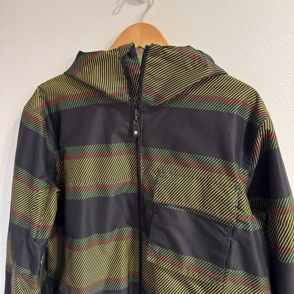 Burton Jacket Coat Snowboarding Skiing Mens L Dryride Multicolor Striped Hooded - Picture 2 of 10